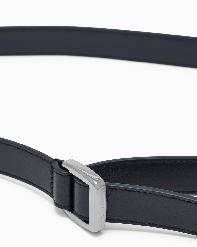 GIORGIO ARMANI SMOOTH LEATHER BELT WITH A DOUBLE RECTANGULAR METAL LOOP outlook