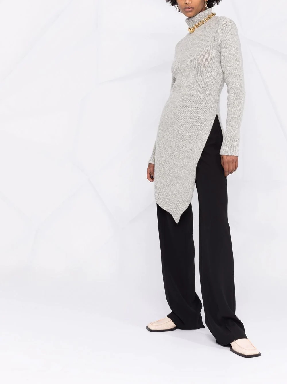 asymmetric roll-neck jumper - 4