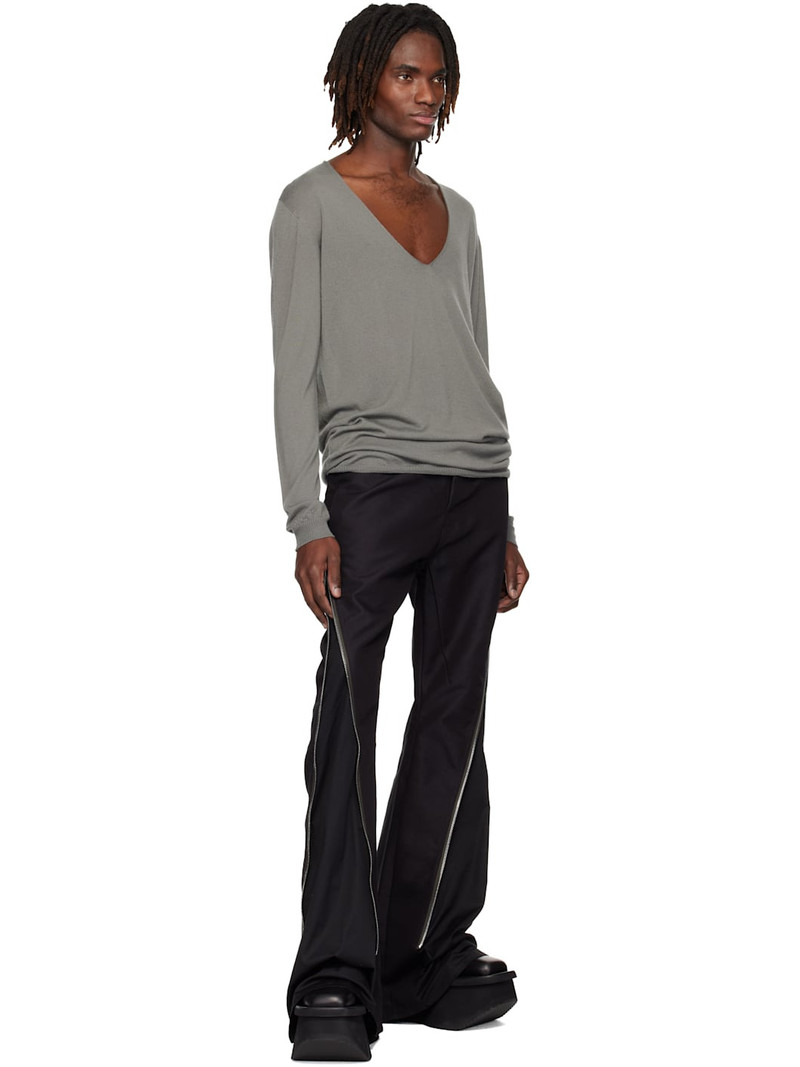 Rick Owens Gray Temple Oversize Extreme V Neck Sweater outlook