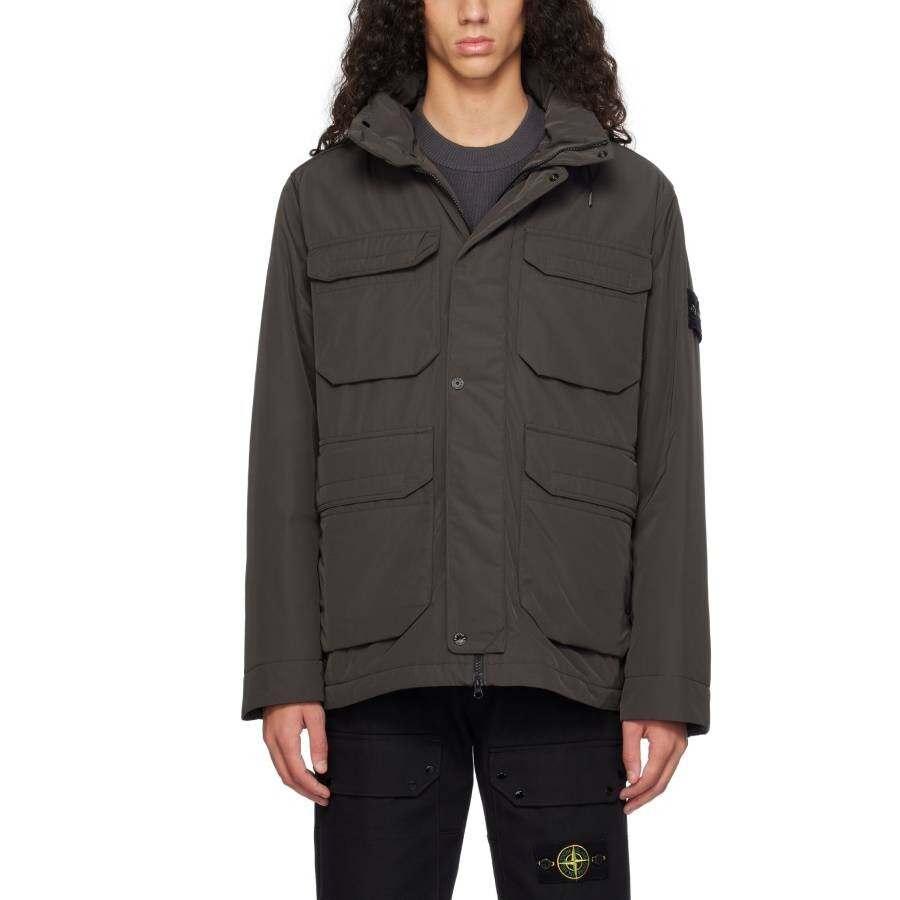 Stone Island Men's Charcoal Micro Twill Field Jacket With Anti-Drop - 2