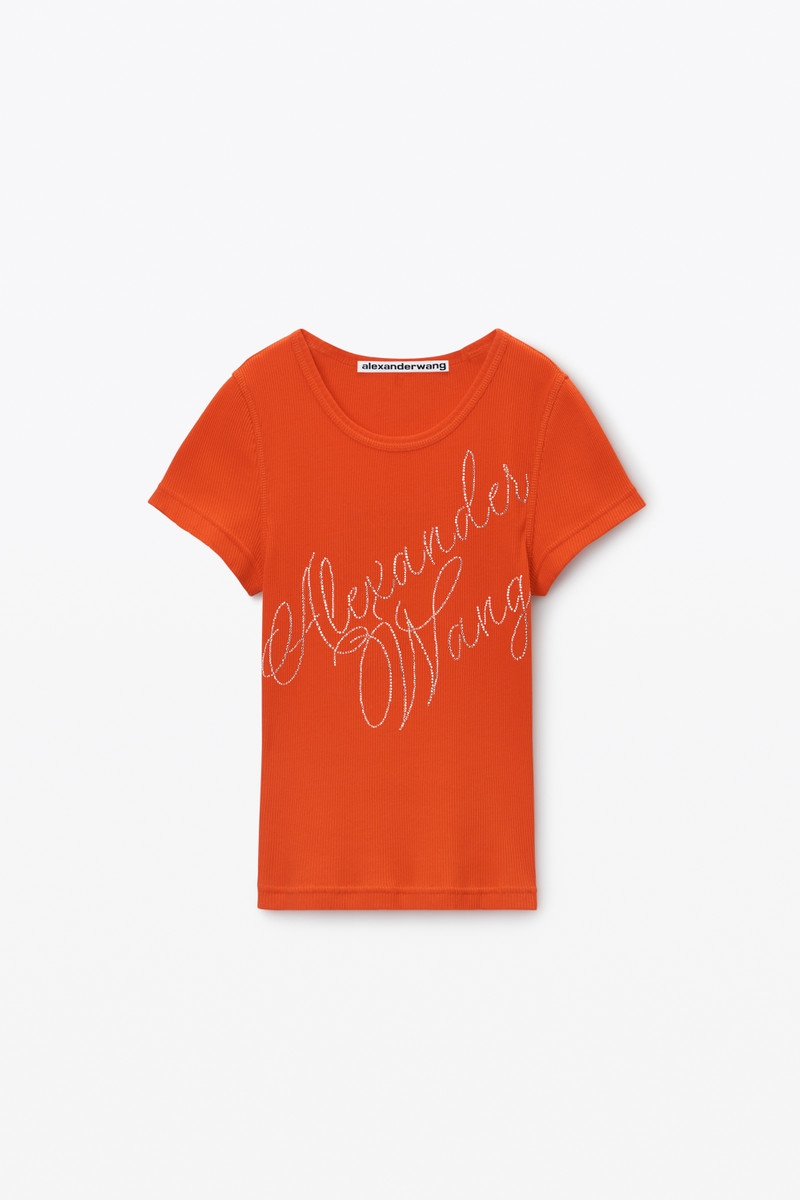 Crystal Hotfix Tee in Ribbed Jersey 1