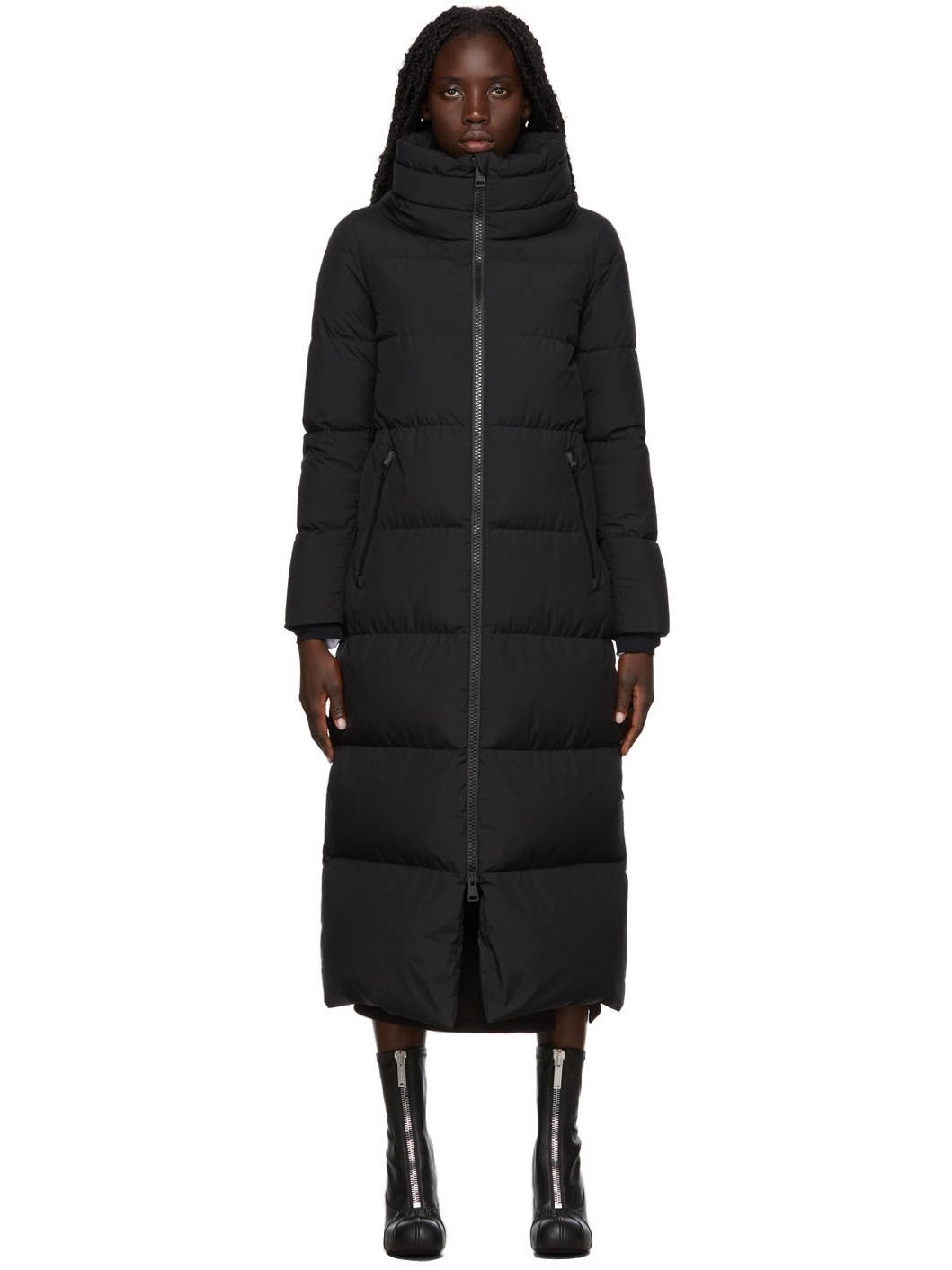 Black Down Windstopper Coat - 1