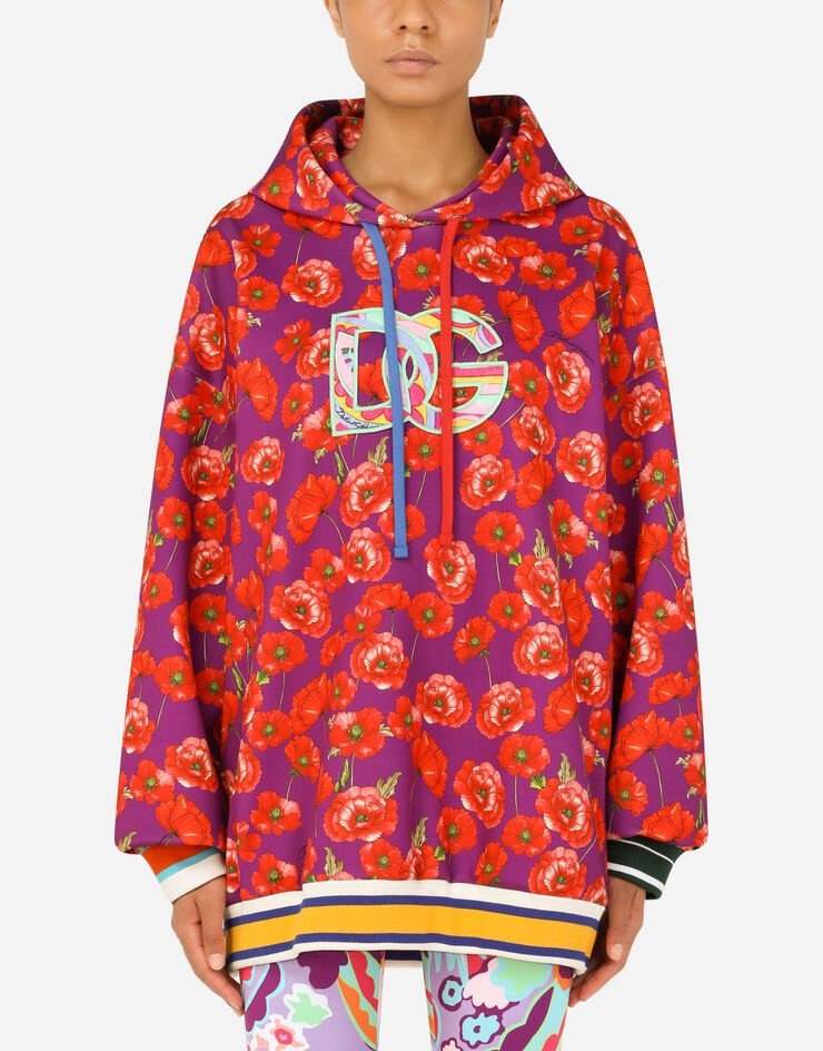 Garden-print jersey hoodie - 1