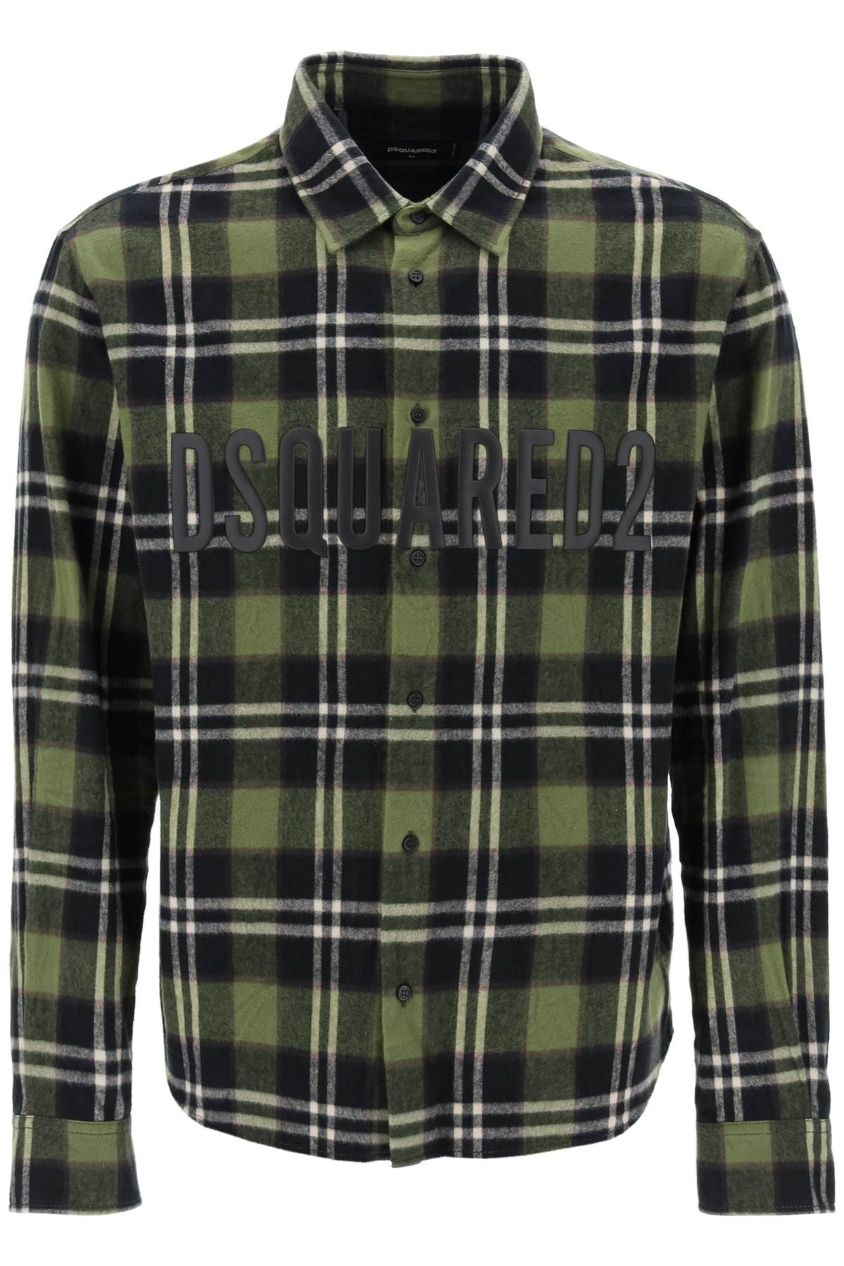 CHECK FLANNEL SHIRT WITH RUBBERIZED LOGO - 6