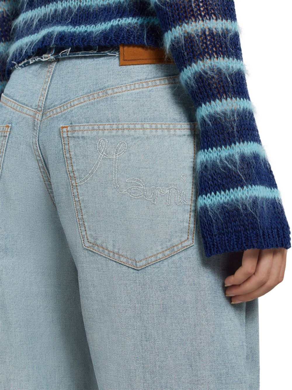 panelled mid-rise wide-leg jeans - 6