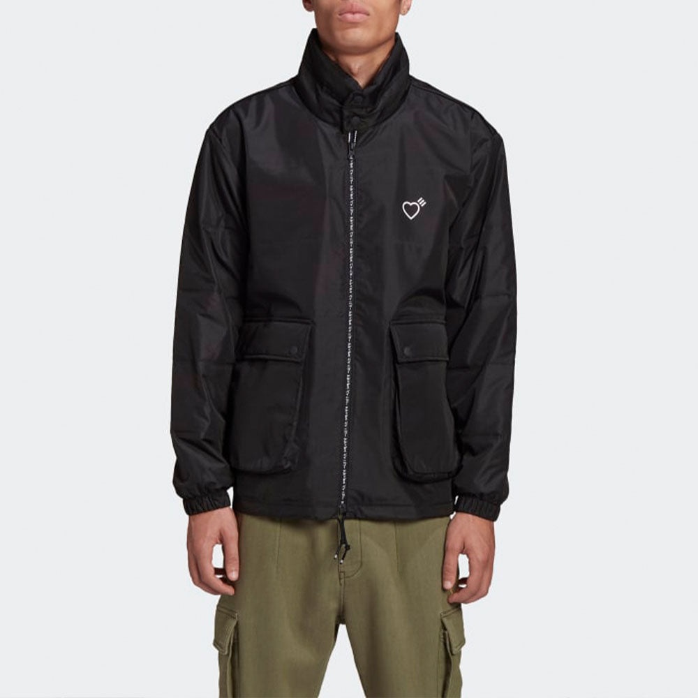 adidas originals x HUMAN MADE Crossover Embroidered Logo Stand Collar Jacket Black GM4634 - 3