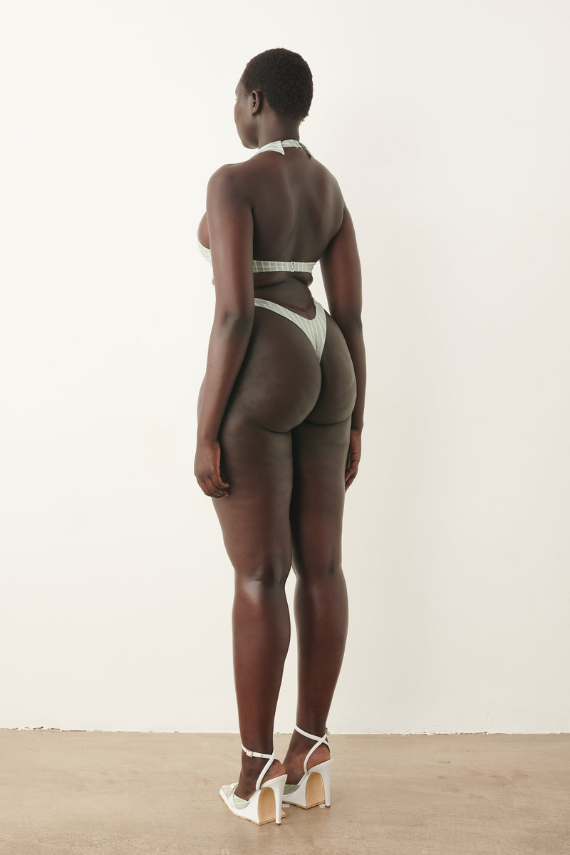 PORTIA SWIMSUIT GREEN/WHITE PINSTRIPE 6