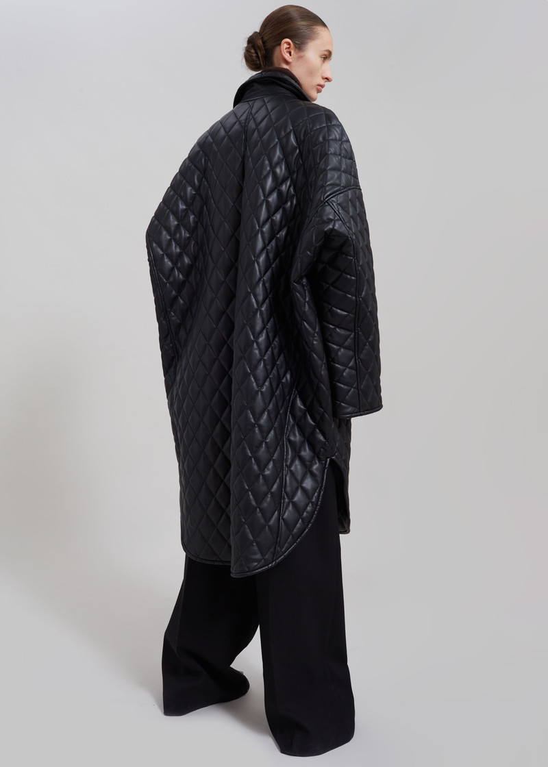 Montana Quilted Faux Leather Coat - Black 11