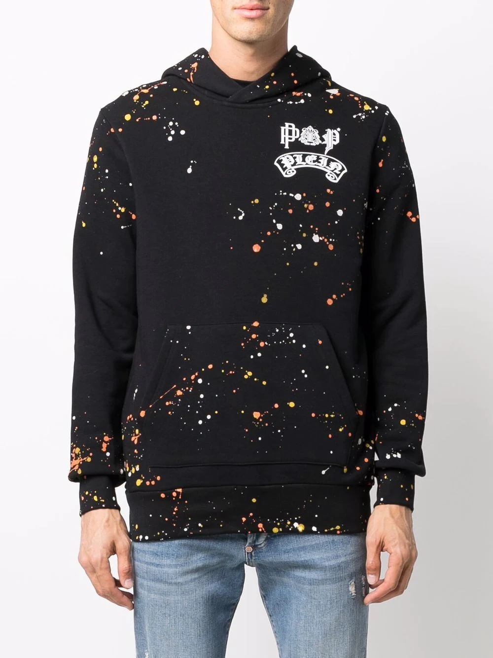 paint splatter-print pullover hoodie - 3