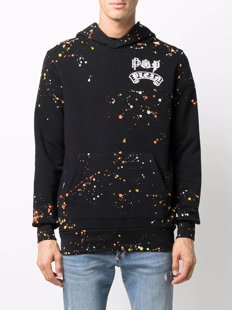 paint splatter-print pullover hoodie 3