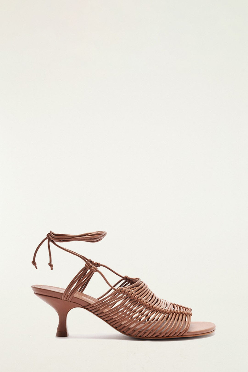 Brown Macrame Heeled Sandal 1