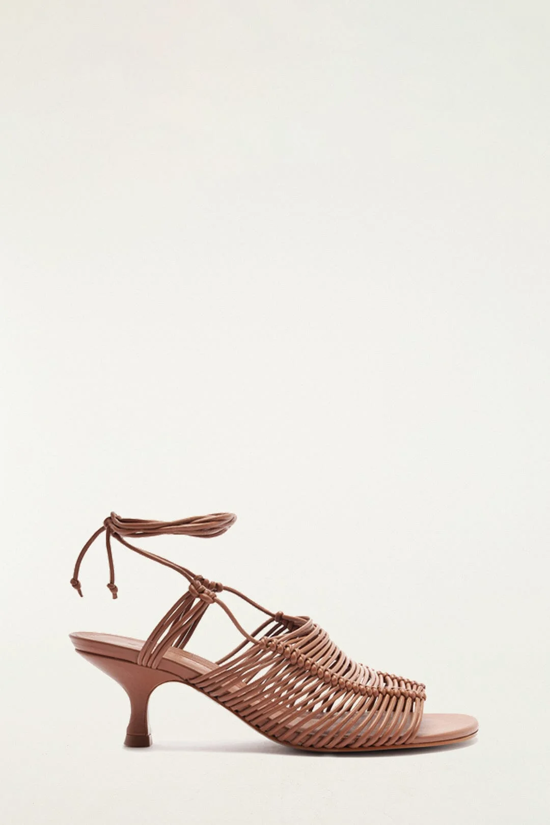 Brown Macrame Heeled Sandal - 1