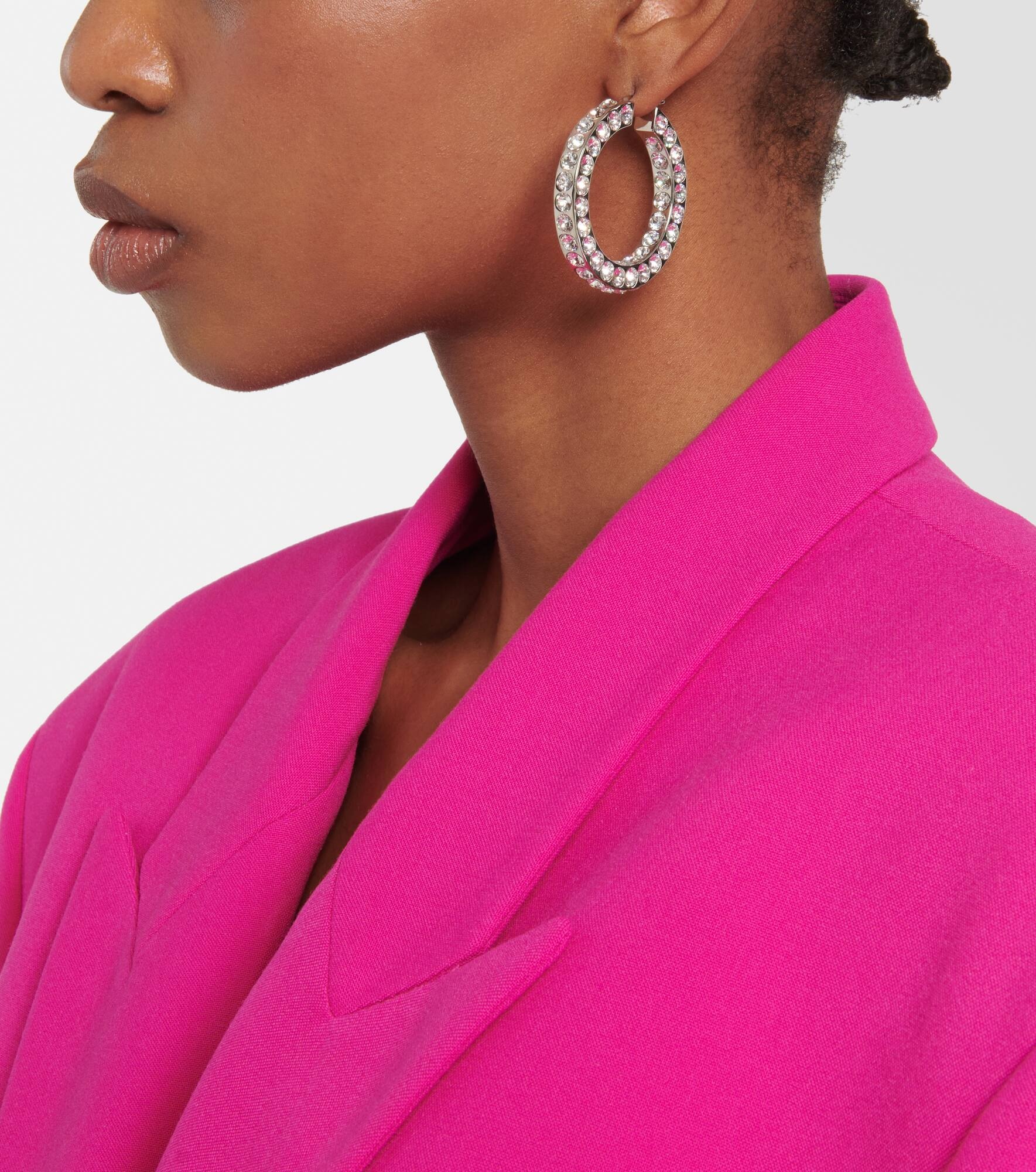 Jahleel large crystal-embellished hoop earrings - 3