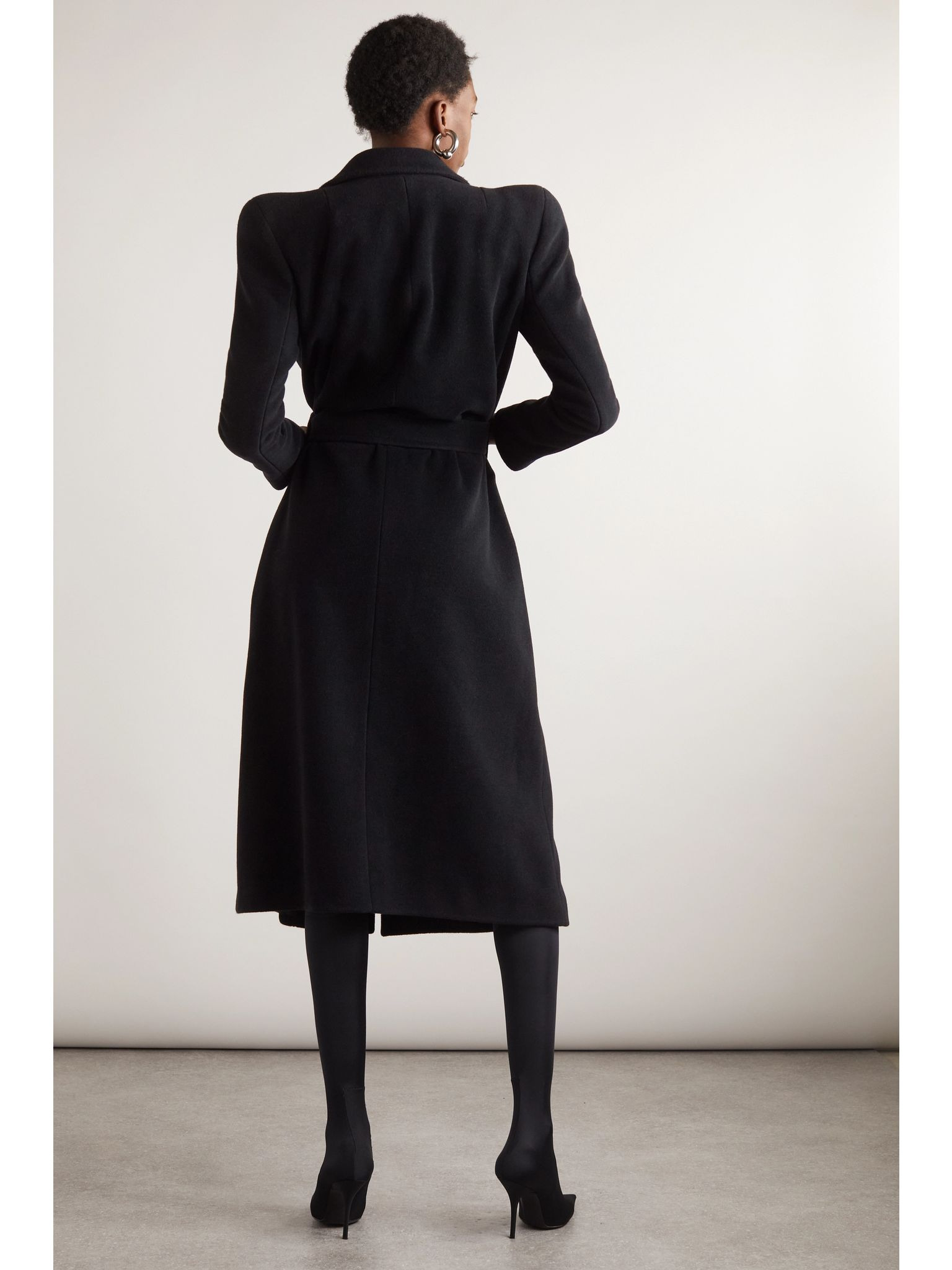 Belted cashmere-blend coat Black - 3