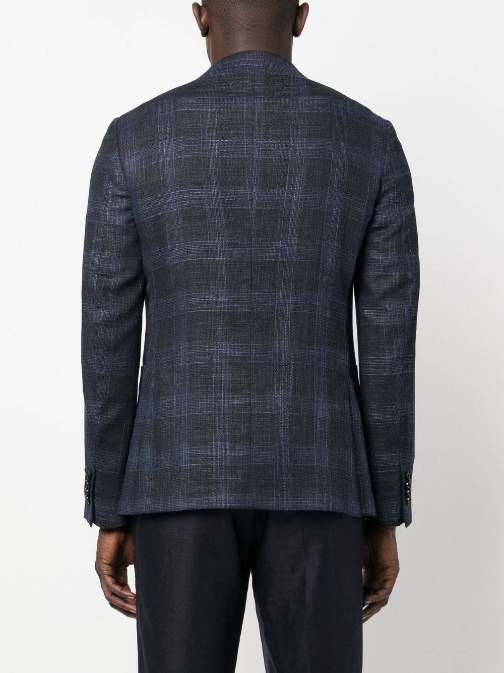 check-print single-breast blazer - 7