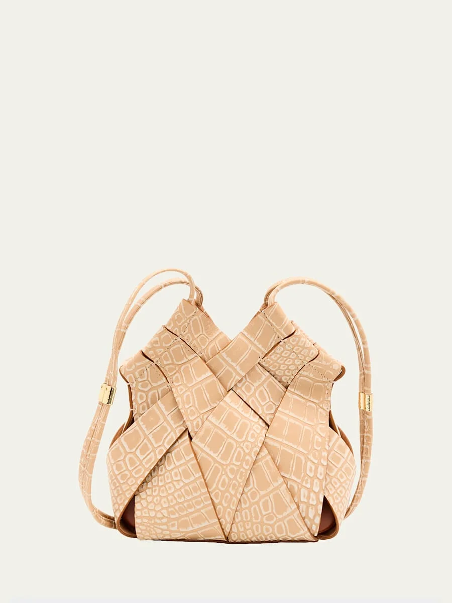 Charlotte Woven Embossed Leather Crossbody Bag - 1