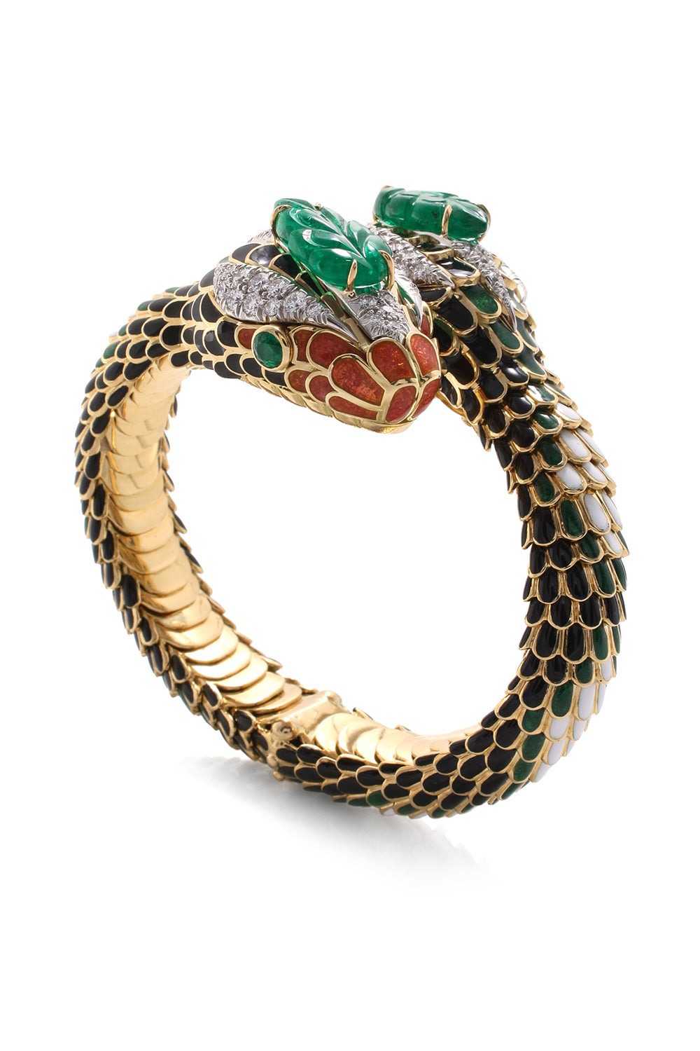 Emerald Orange Double Headed Snake Bracelet - 1