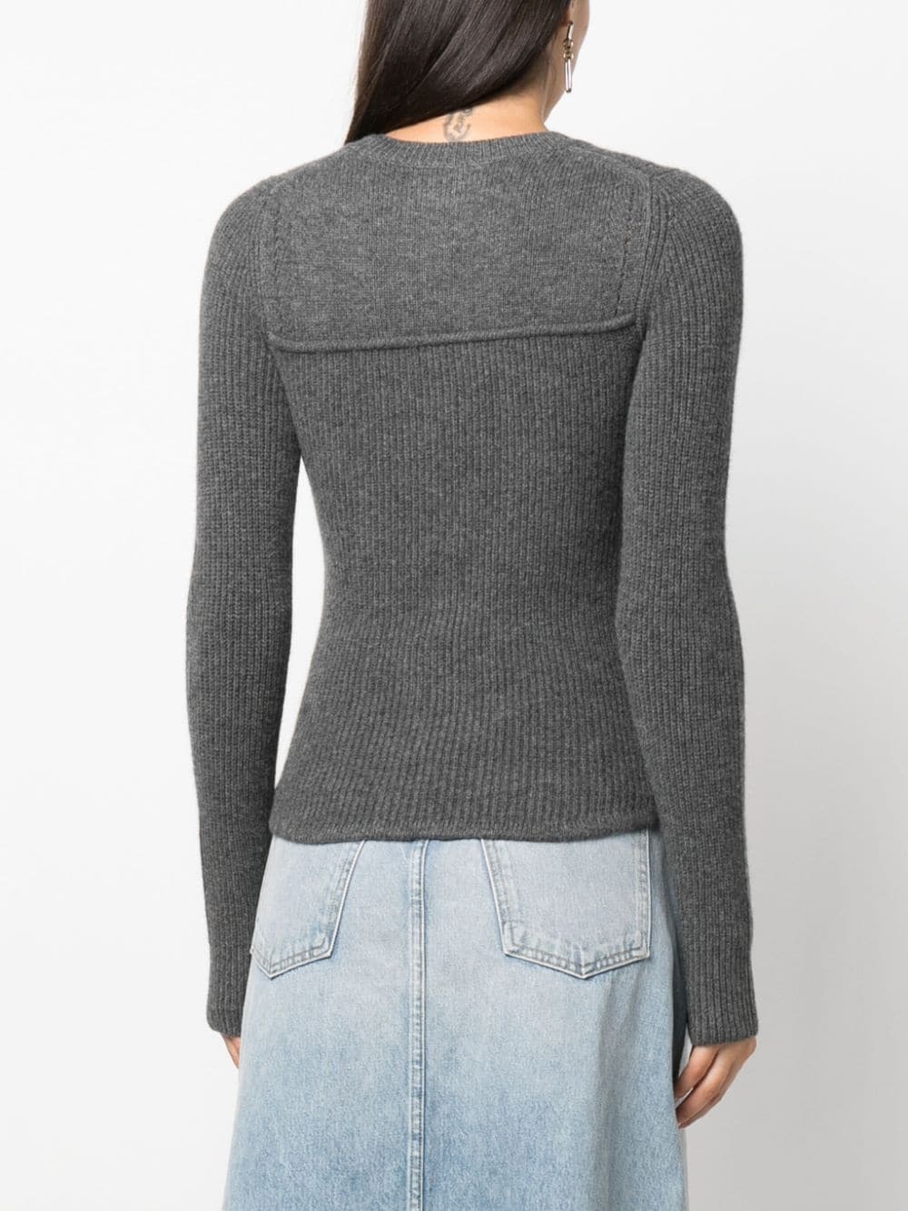 crew-neck ribbed jumper - 4