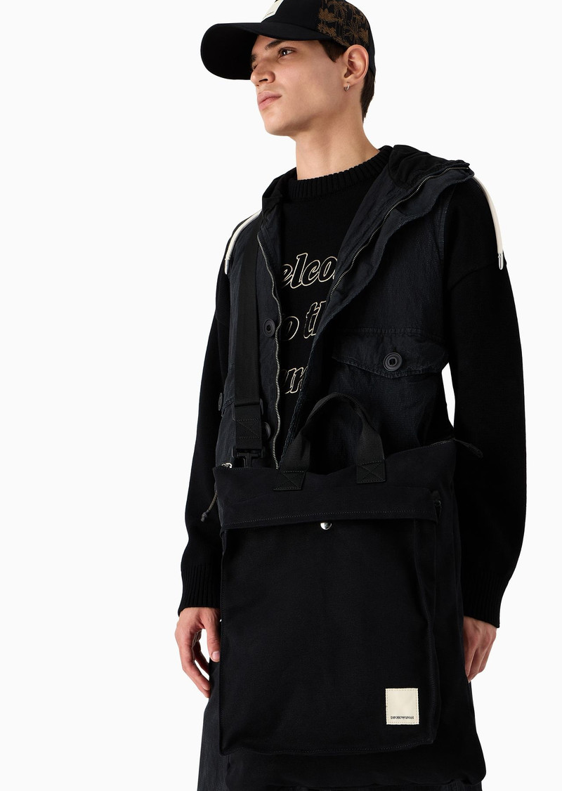 Emporio Armani Sustainability Values Capsule Collection organic canvas drawstring tote bag 7