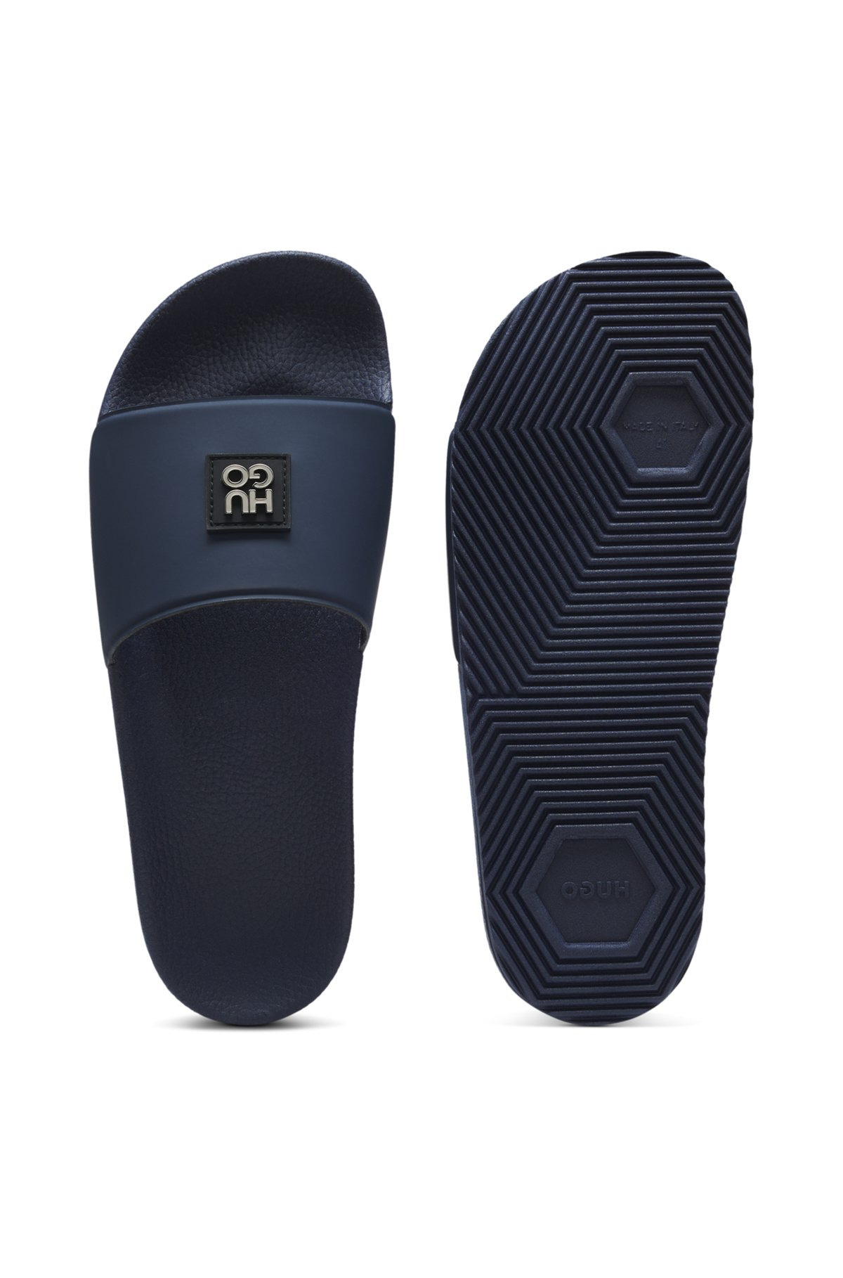 ITALIAN-MADE SLIDES WITH CONTRAST-LOGO STRAP - 4