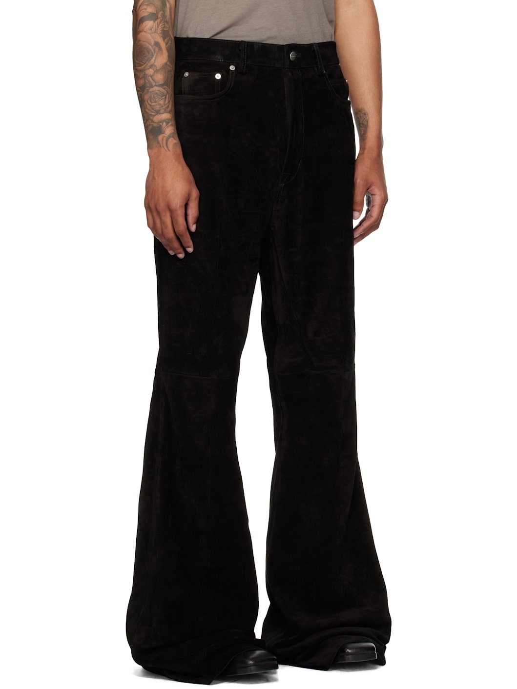 Black Concordians Bolan Bootcut Suede Pants - 2