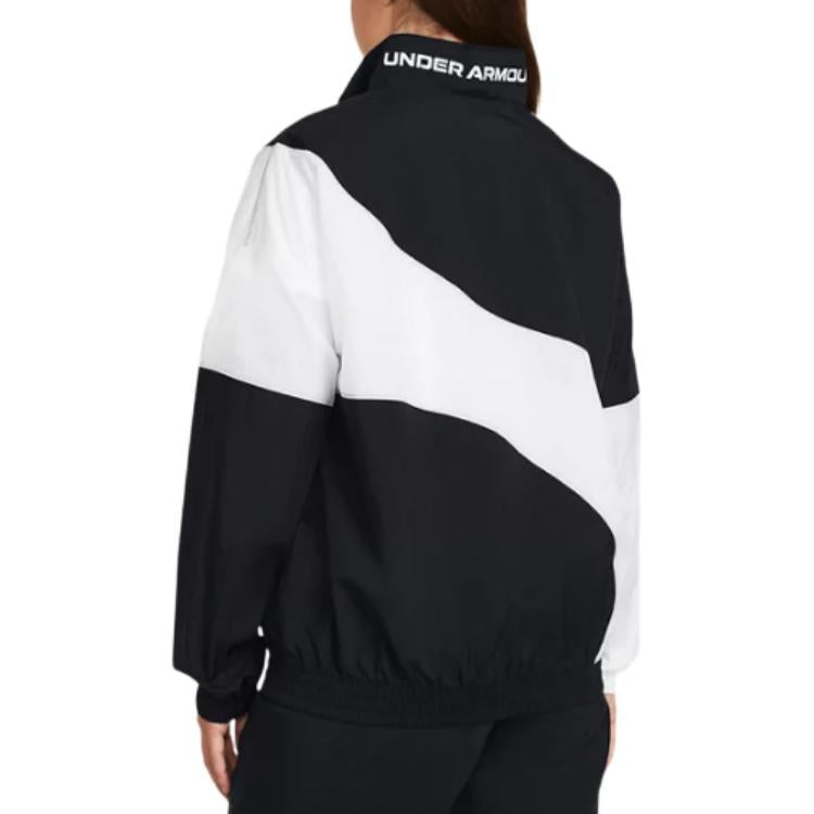 (WMNS) Under Armour Legacy Crinkle Jacket 'Black White' 1382762-001 - 3