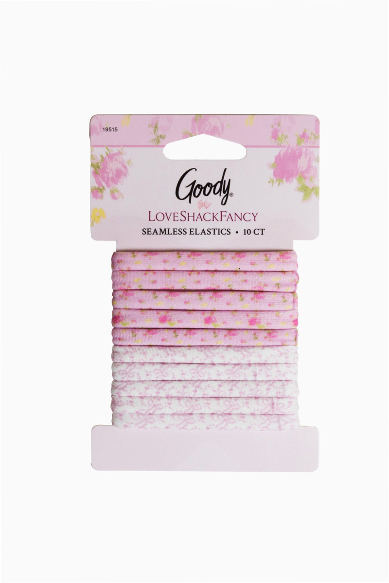Goody x Love Shack Fancy Seamless Elastics - 10ct - Ikat Rose & Coquette Bow 1