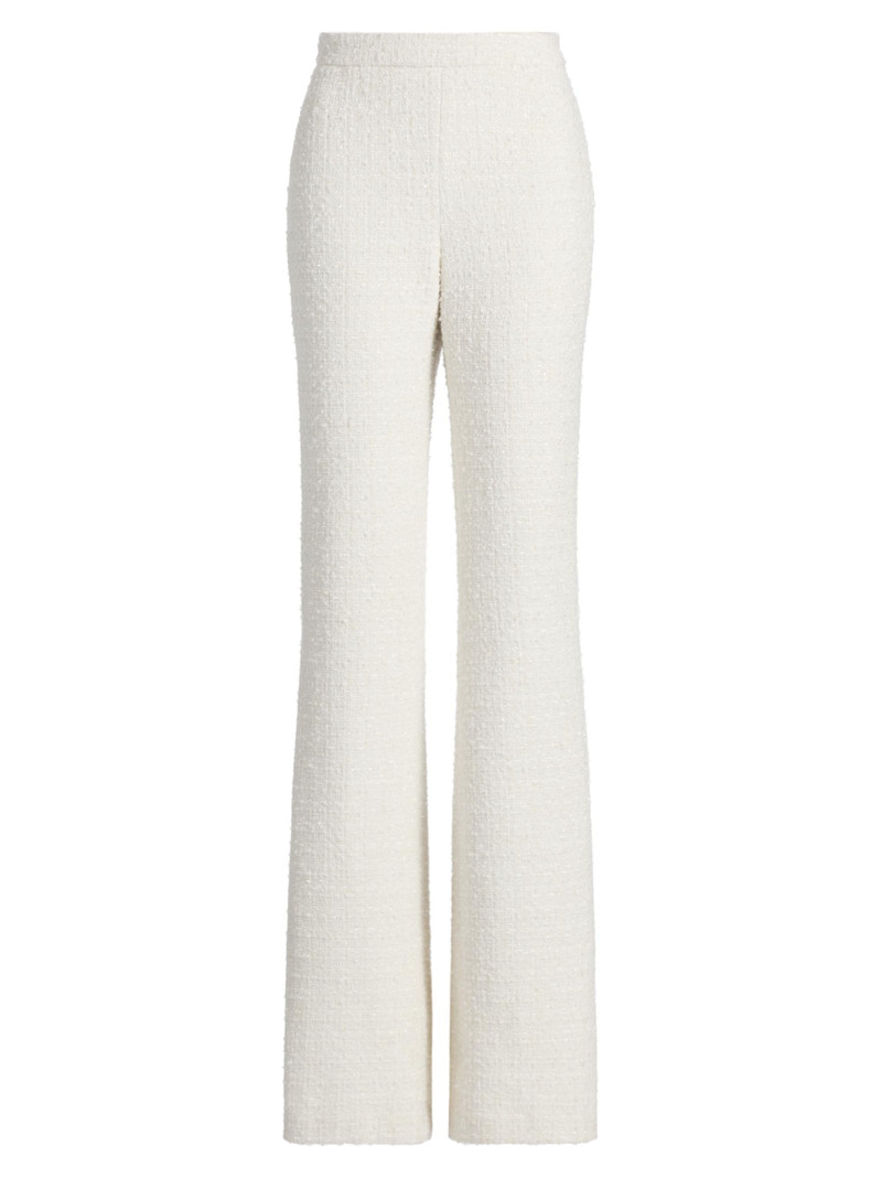 Women's Bouclé Tailored Flare Pants - Ivory 1