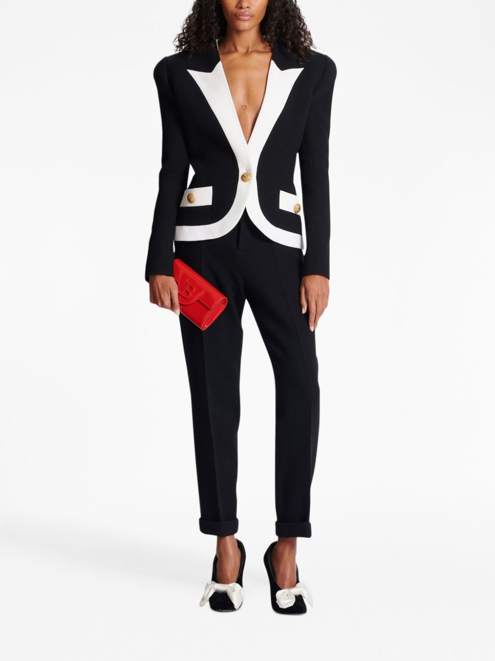 two-tone crepe blazer - 2