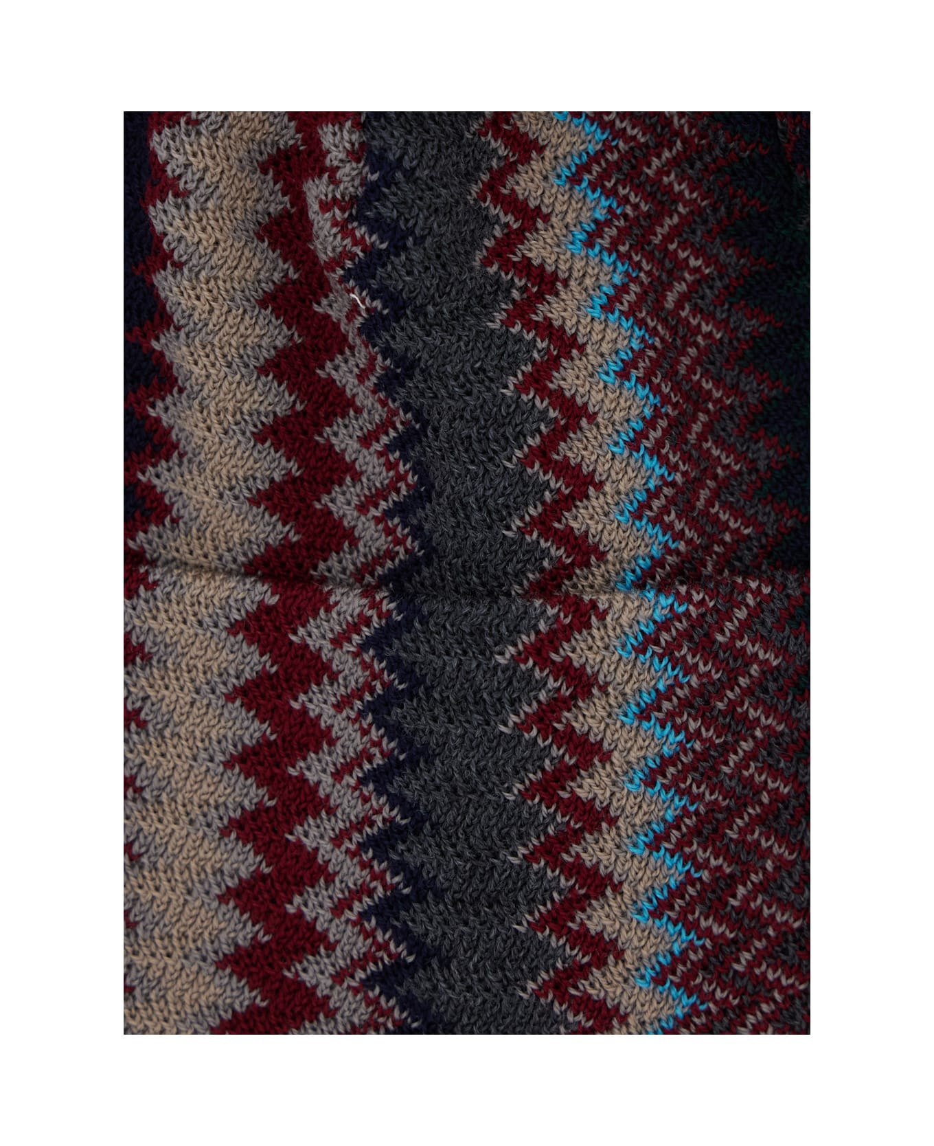 Multicolor Beanie With Turn-up Brim And Zigzag Motif In Wool Man - 3