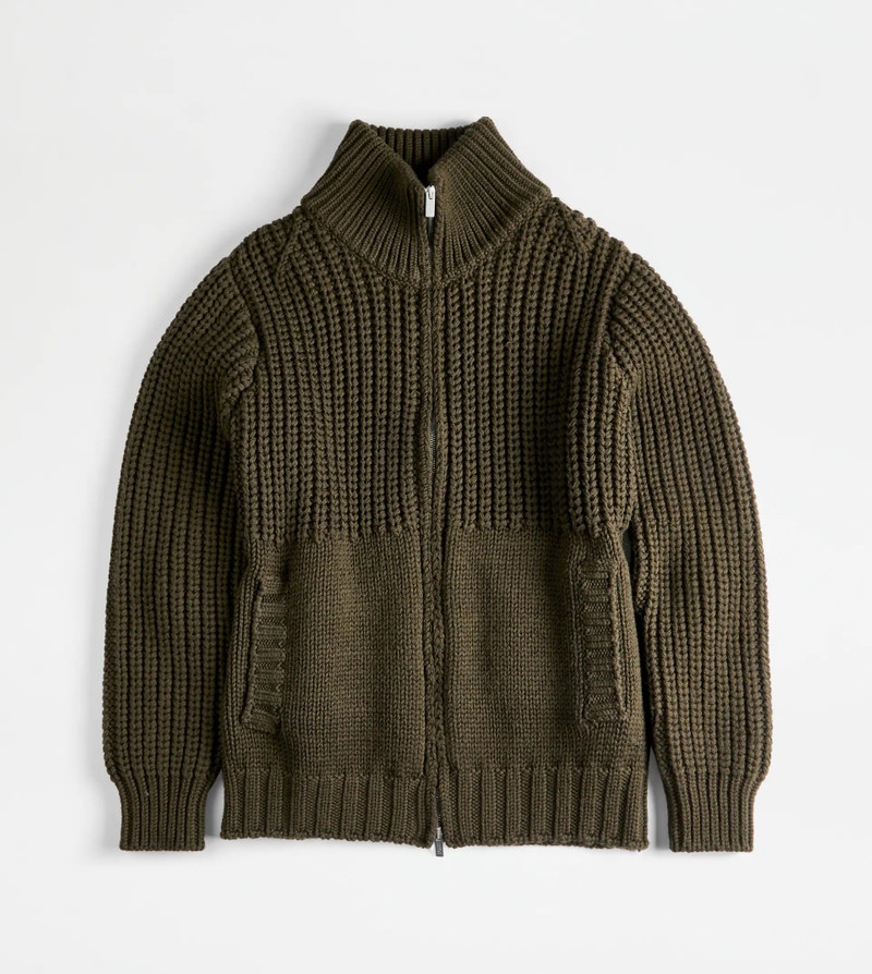TOD'S ZIPPED CARDIGAN - GREEN 1