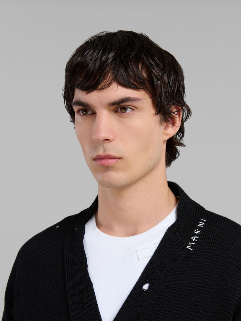 BLACK DISHEVELLED COTTON CARDIGAN 4