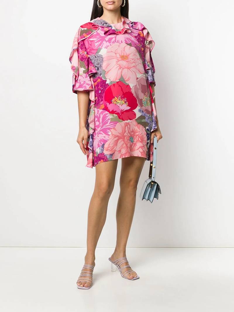Valentino floral print ruffled dress outlook
