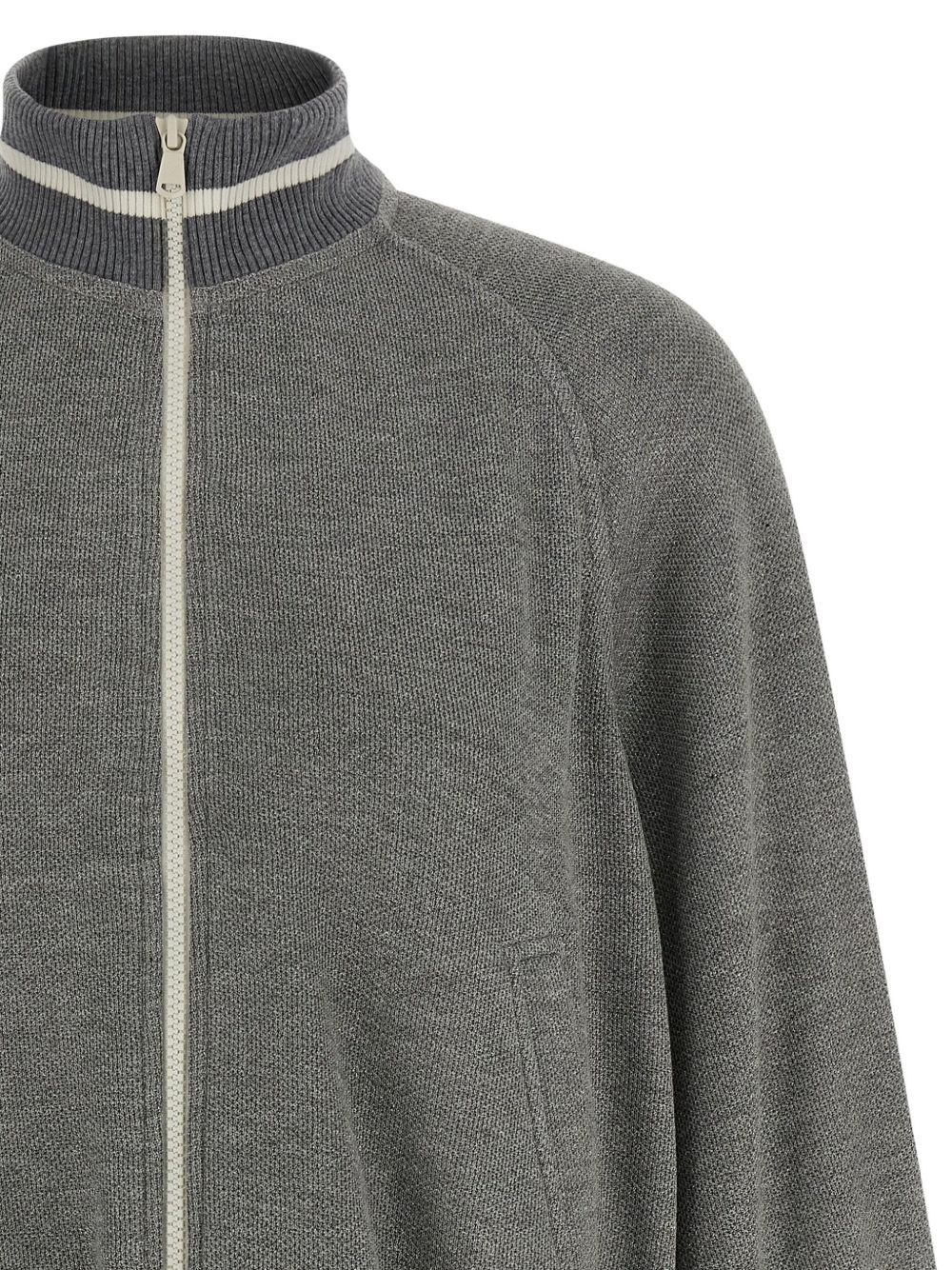 ribbed-knit cropped bomber jacket - 4