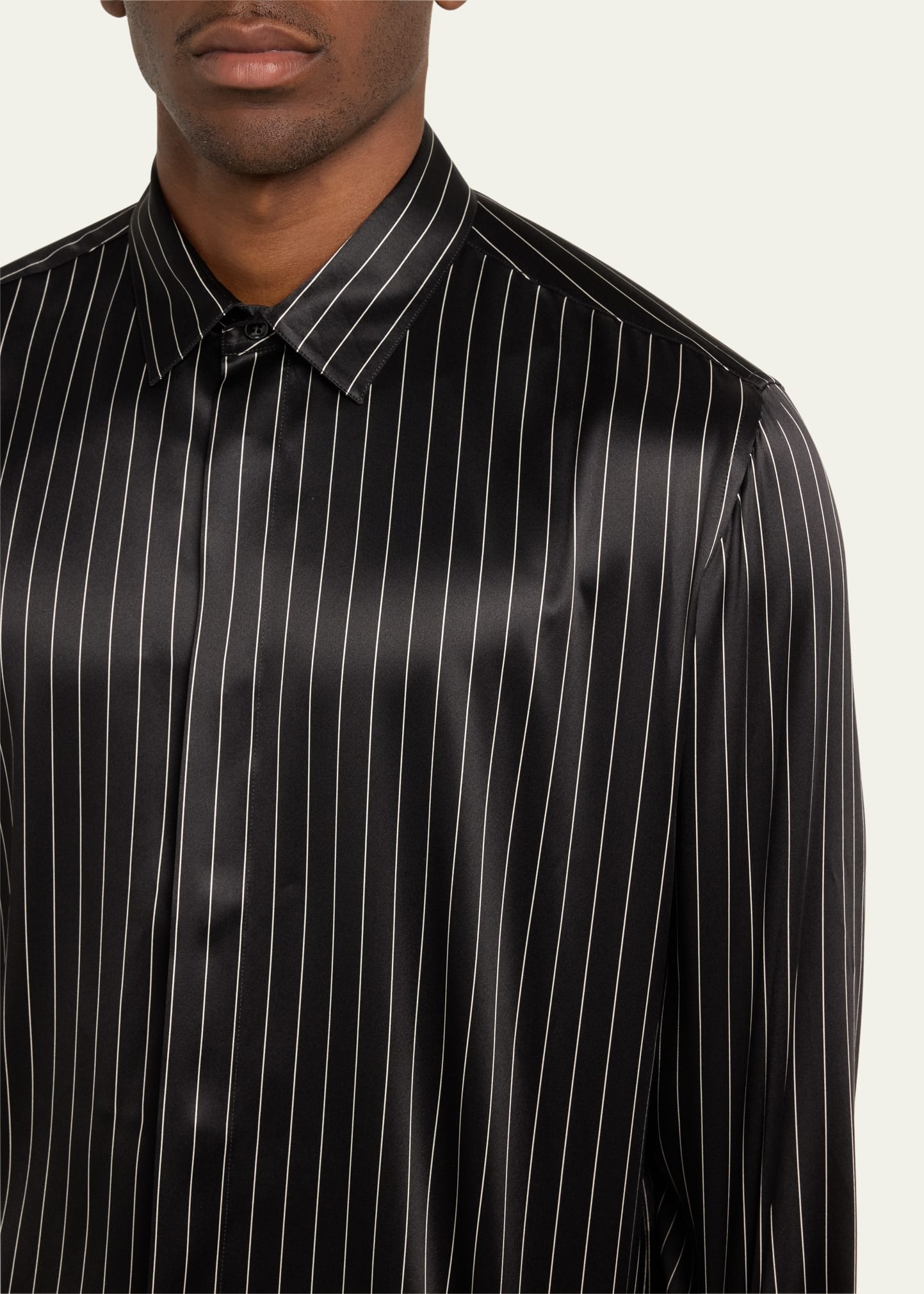 Men's Striped Silk Dress Shirt - 5