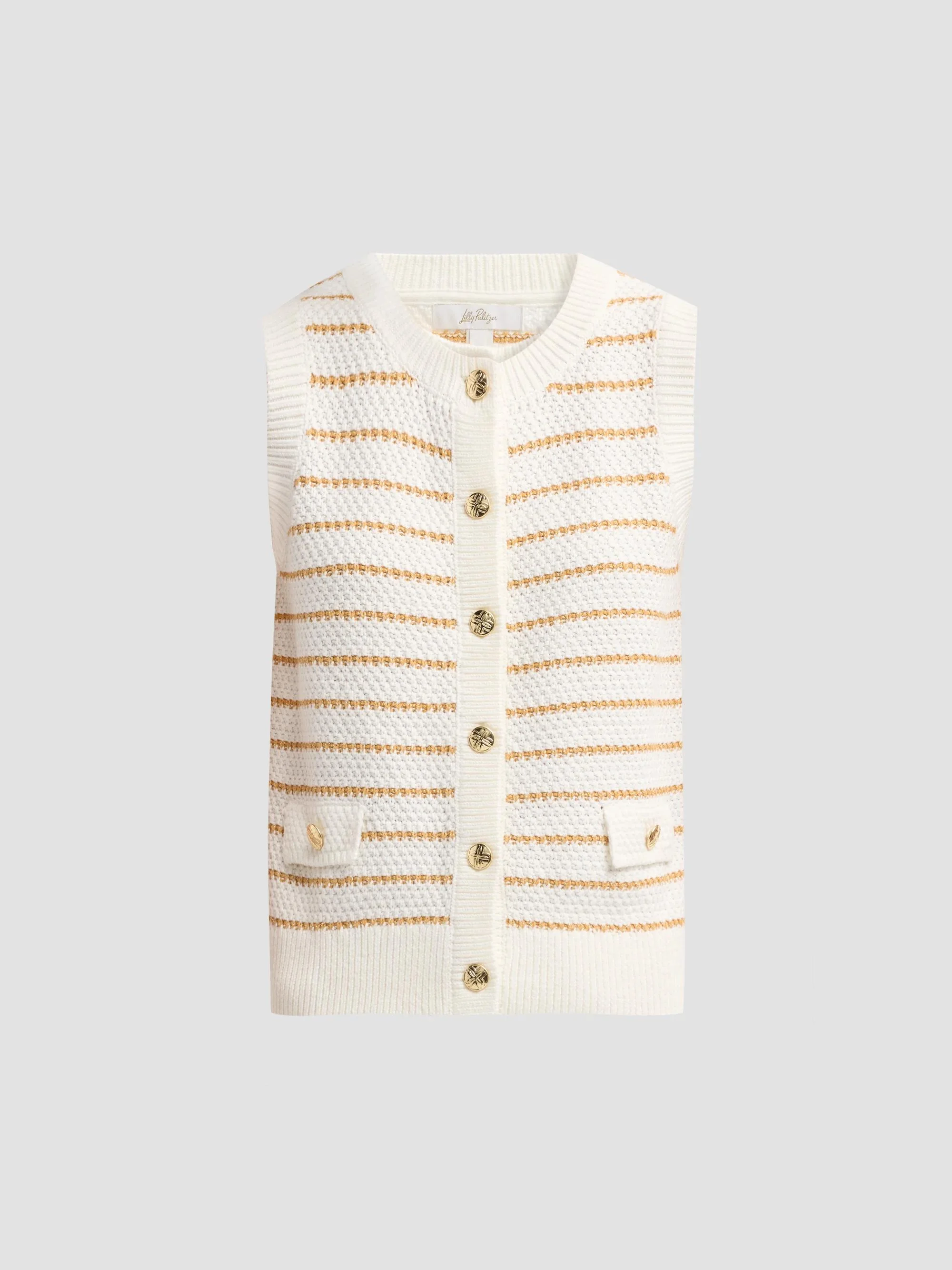 Women's Shayna Palm Tree Striped Sweater Vest - Coconut Palm Tree - 1