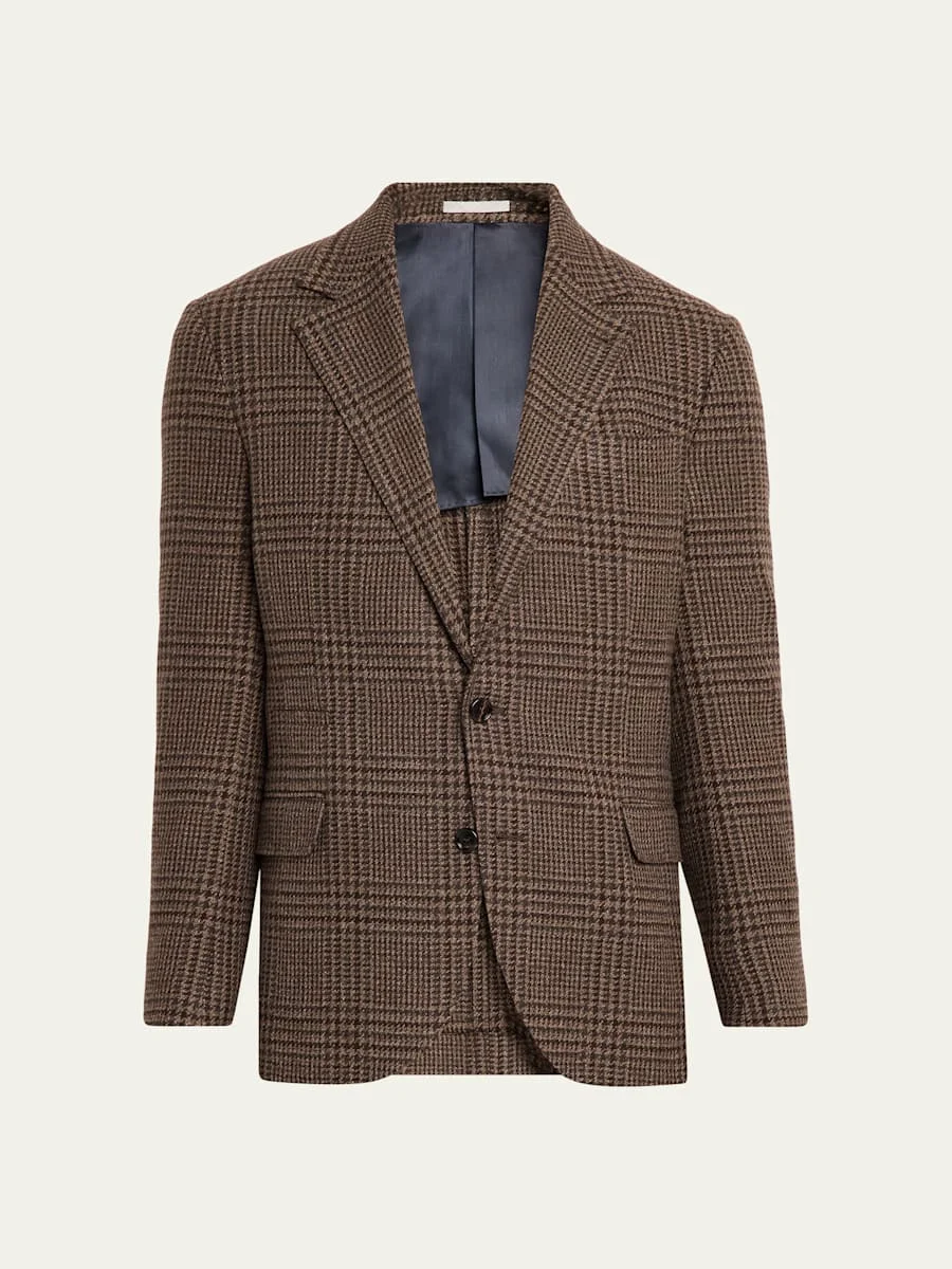 Men's Cashmere Houndstooth Check Single-Breasted Sport Coat - 1