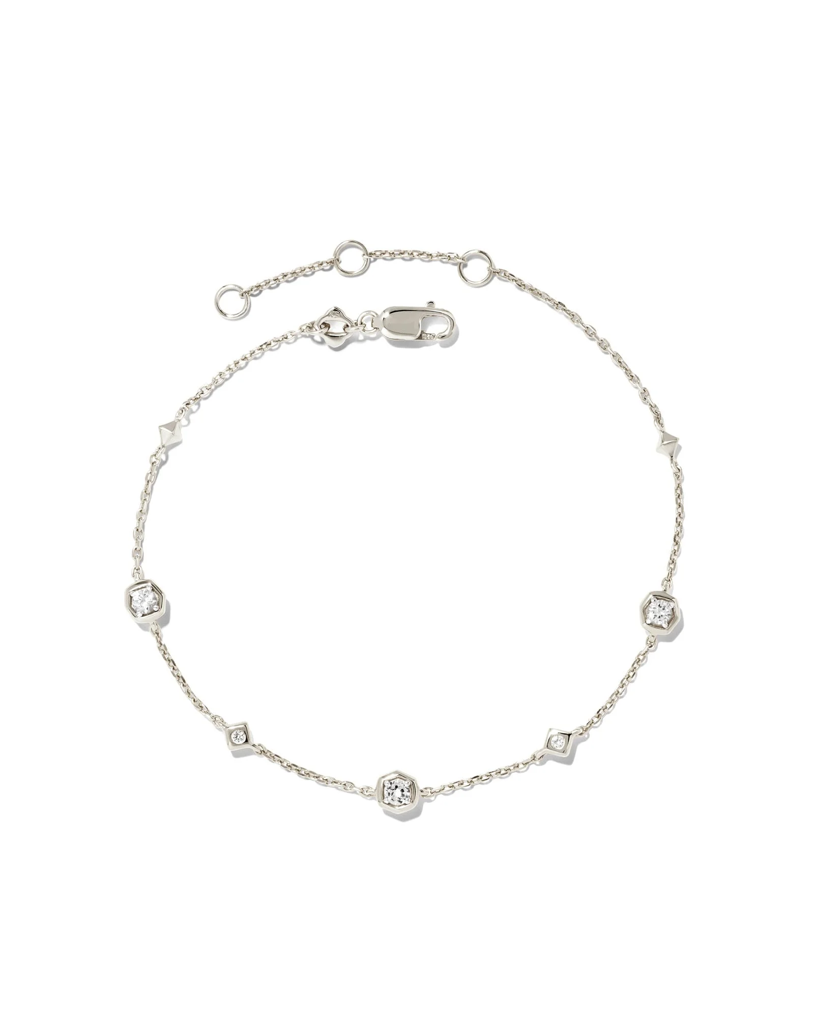 Davie Sterling Silver Trio Delicate Bracelet in White Sapphire - 1