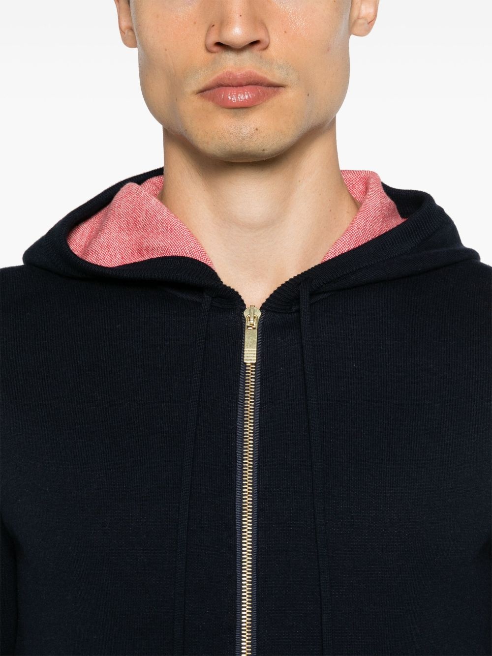 floral-jacquard hooded cardigan - 5