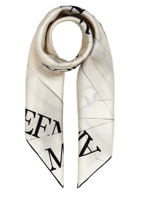 Alexander Mcqueen Woman Ivory Silk Foulard - 1