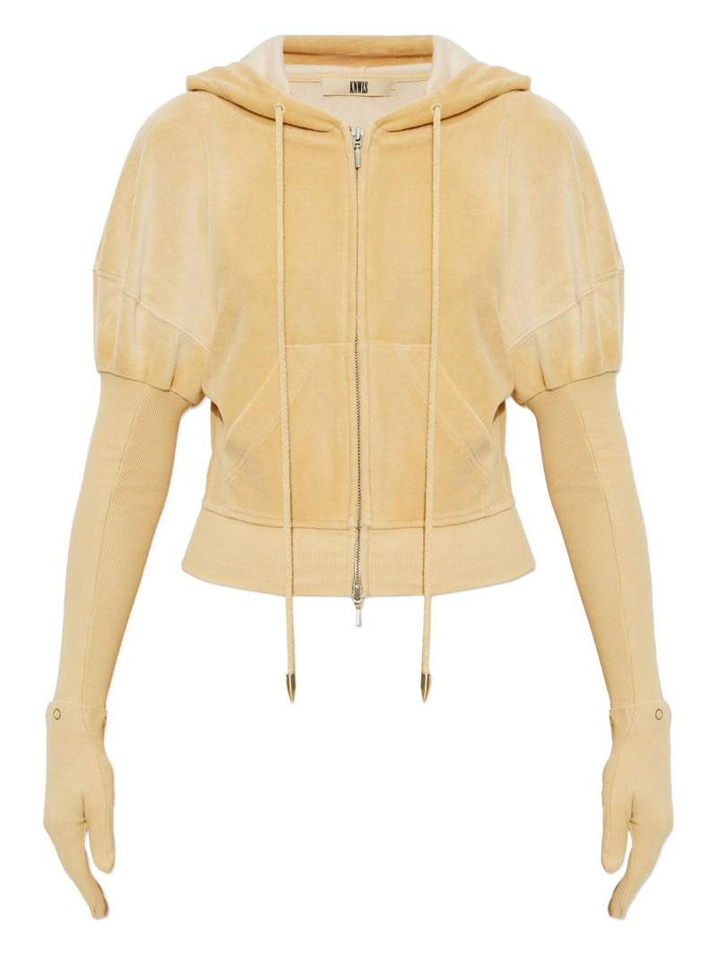 Paris zip-fastening velvet hoodie 1