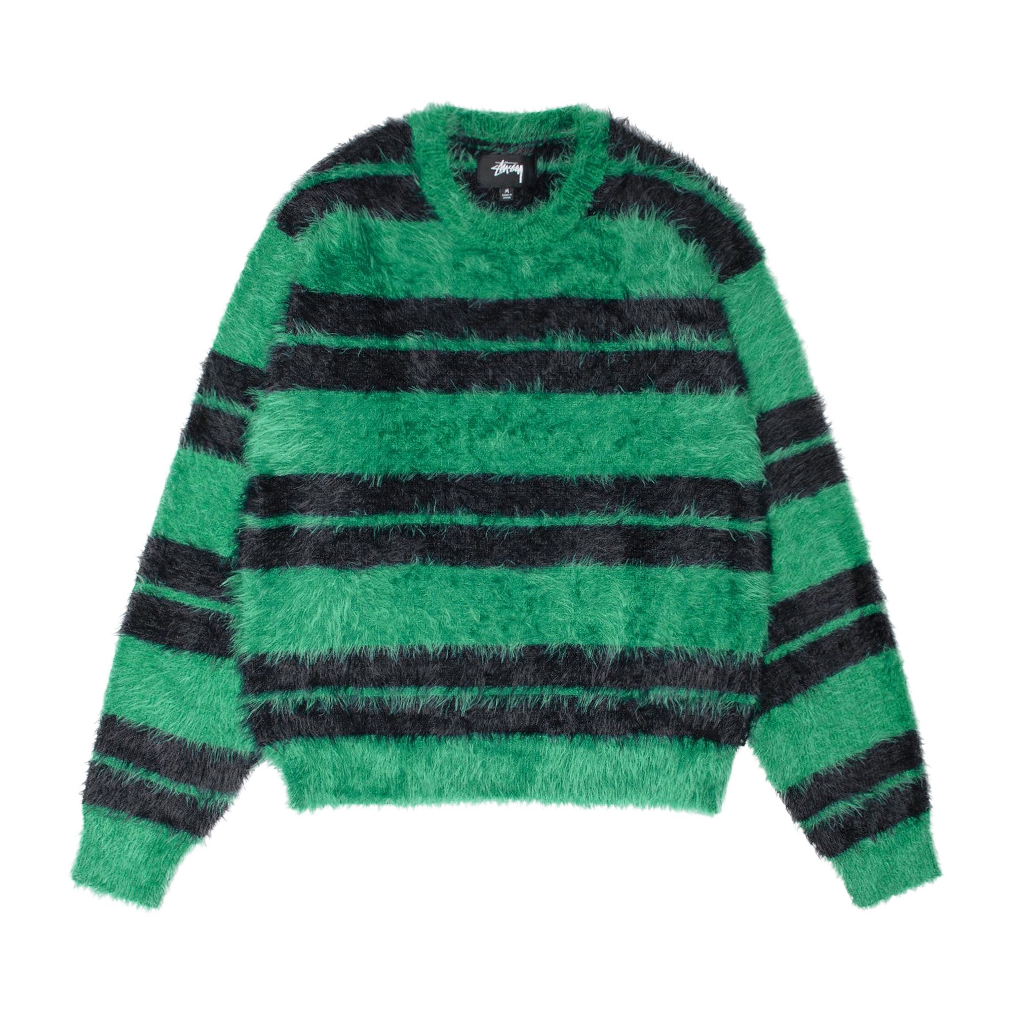Stussy Hairy Stripe Crew Sweater 'Black/Green' - 1