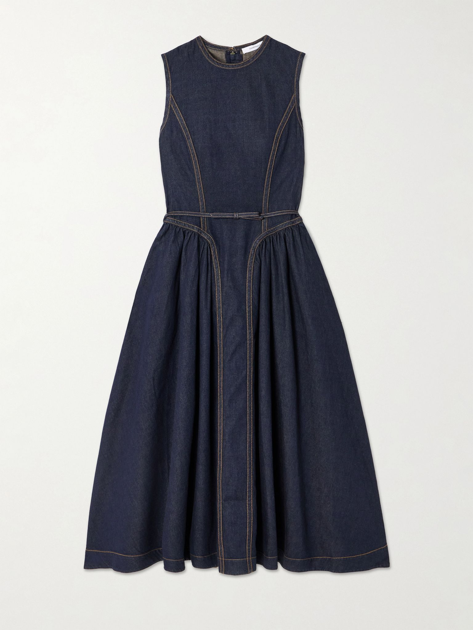 Belted denim midi dress Dark denim - 1