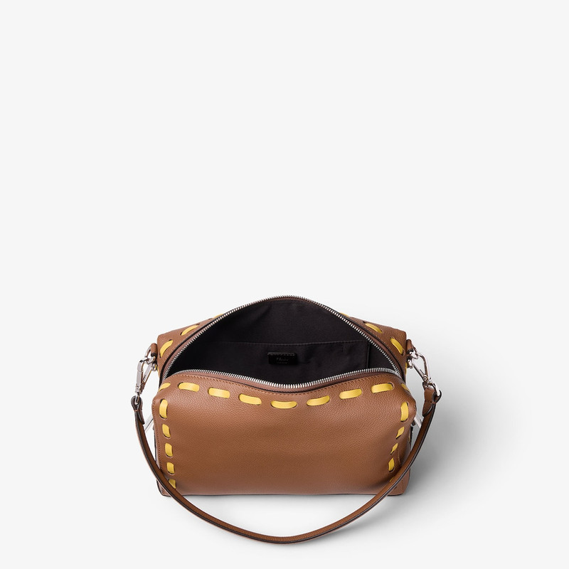 Fendi Lui Medium Tan-color leather bag with oversize, hand-sewn Selleria topstitches 4