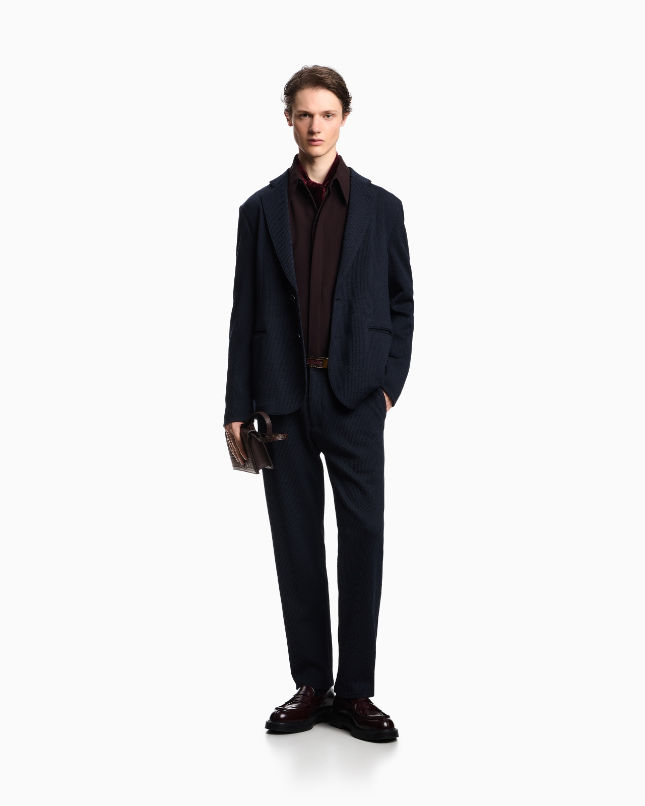 SINGLE-BREASTED JACKET IN A JACQUARD DOUBLE JERSEY KNIT - 2