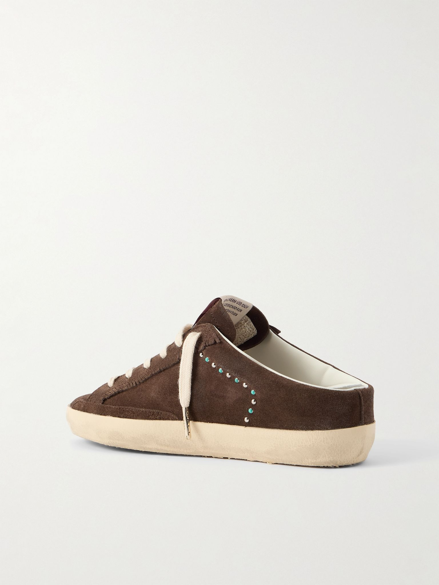 Super-Star Sabot distressed leather-trimmed studded suede slip-on sneakers Brown - 3
