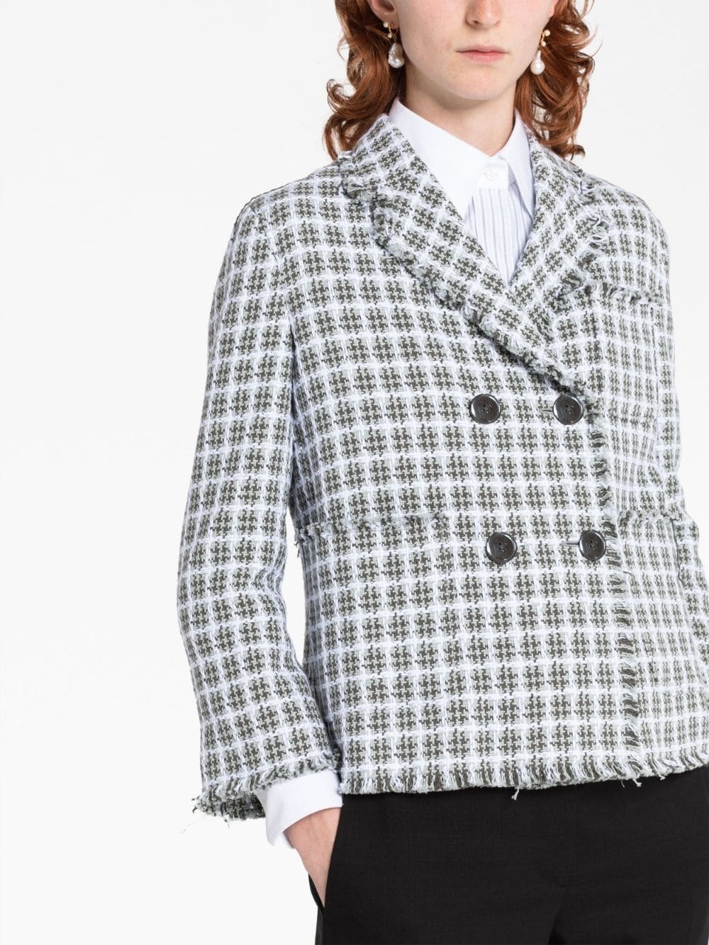 double-breasted tweed jacket - 5