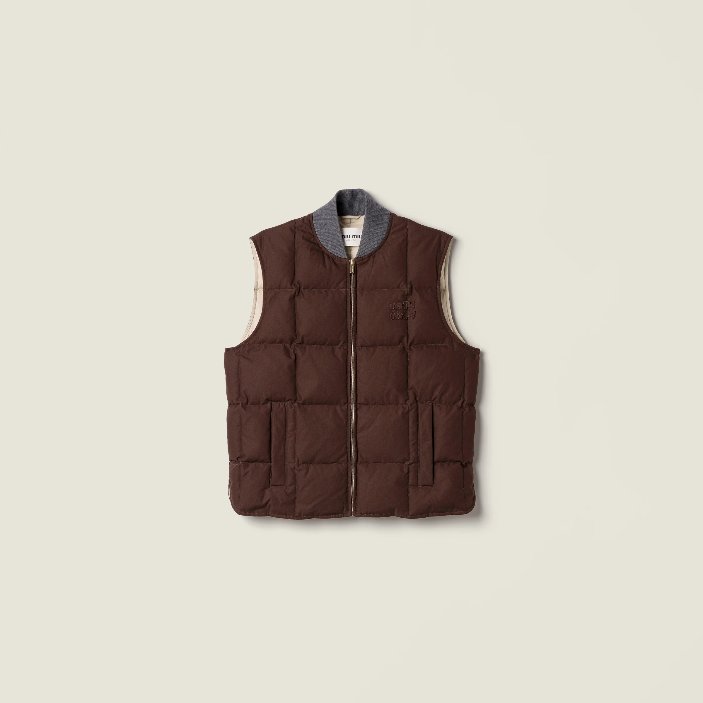 Gabardine down vest - 1