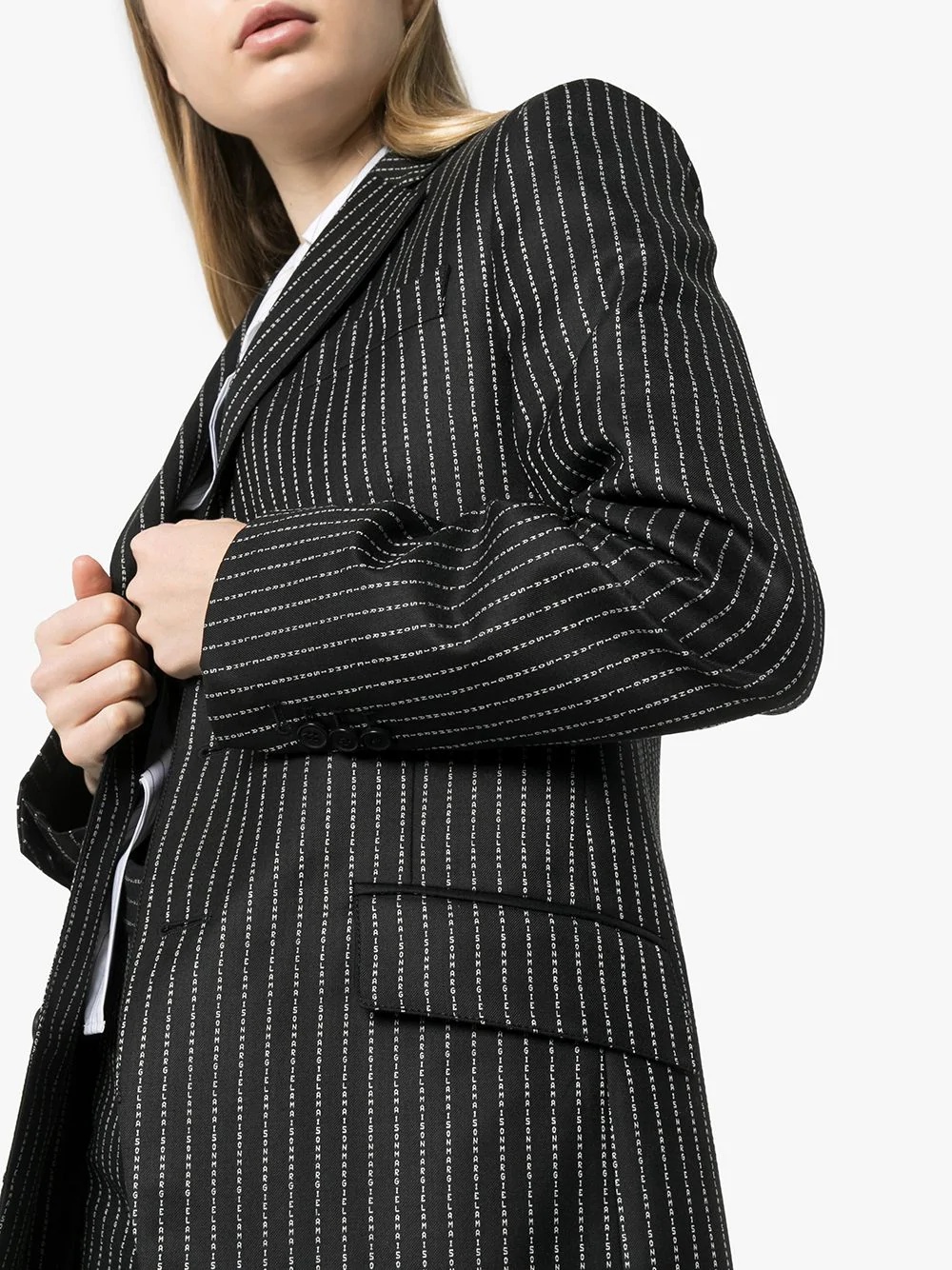 logo pinstripe blazer - 5