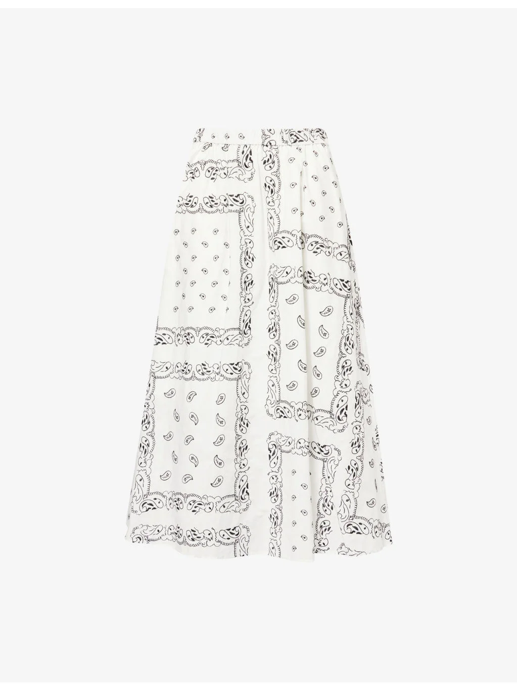 Paisley Embroidery Cotton Midi Skirt - 1
